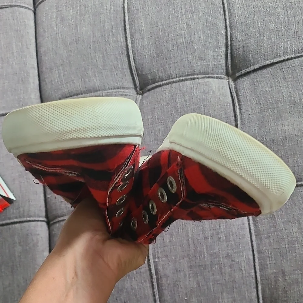 Blowfish Red and Black Plaid‎ Slip-On Shoes